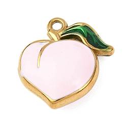 Peach 304 подвески из нержавеющей стали, с эмалью, золотые, персик, 15.5x15x6 мм, отверстие : 1.4 мм