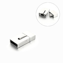 Stainless Steel Color Tarnish Resistant Rectangle 304 Stainless Steel Bayonet Clasps, Stainless Steel Color, 23x12x5mm, Hole: 10x3mm