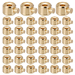 Настоящее золото 14K 60 шт. латунные обжимные бусины, долговечный, колонка, реальный 14 k позолоченный, 4.5x3.5x2.5 мм, отверстие : 0.9 мм