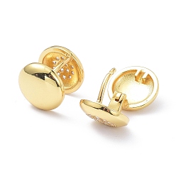 Real 18K Gold Plated Brass Micro Pave Cubic Zirconia Hoop Earrings, Long-Lasting Plated, Flat Round, Cadmium Free & Lead Free, Real 18K Gold Plated, 10.5x12x10mm, Pin: 1mm