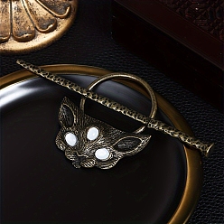 Античная Бронза Вилок волос сплава, аксессуары для волос викингов для женщин, форма кошки, античная бронза, 127 мм