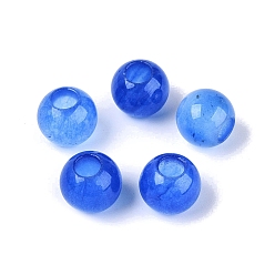 Королевский синий Натуральный белый нефрит европейский бисер, гладкий круглый, бусины с большим отверстием, окрашенные, королевский синий, 10~10.5x9~9.5 мм, отверстие : 4 мм
