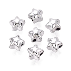 Silver Plated UV Plating Acrylic Beads, Star, Silver Plated, 11x11.5x10mm, Hole: 2.2mm