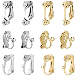 Позолоченный и Цвет Нержавейки 24 шт. 6 стили 304 нержавеющая сталь клипсы конвертеры фурнитура, для не проколотых ушей, настоящее золото и нержавеющая сталь, 12~21x6~12x3.5~10 мм, отверстие : 0.7~1.8 мм, 4 шт / стиль