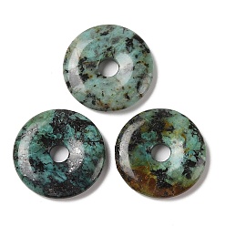 Африканский Бирюза(яшма) Кулоны с натуральной африканской бирюзой (яшмой), подвески в виде пончиков/пи-дисков, 30~31x5.5~6.5 мм, отверстие : 6 мм