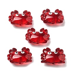 Темно-Красный Прозрачные стеклянные эмалевые бусины, краб, темно-красный, 15x21x8 мм, отверстие : 1.4 мм