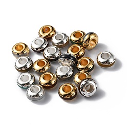 Platin & golden Messing europäischen Perlen, mit Edelstein, Großloch perlen, Rondell, Cadmiumfrei und Nickel frei und Bleifrei, Platin & golden, 14x8 mm, Bohrung: 5.5 mm