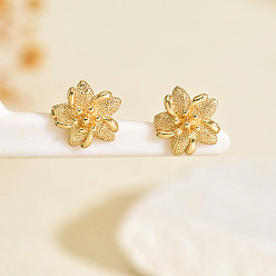 Цветок Латунь серьги, реальный 18 k позолоченный, цветок, 11.5 мм