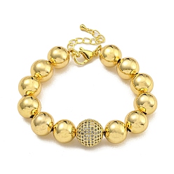 Настоящее золото 18K Стойка покрытие латунь микро паве кубический цирконий браслеты, без кадмия и без свинца, долговечный, круглые, реальный 18 k позолоченный, 7-1/8 дюйм (18 см)