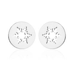 Снежинка Рождество 304 серьги-гвоздики из нержавеющей стали, серебряные, снежинка, 10 мм