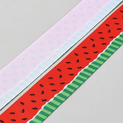 Красный Полиэстер Grosgrain ленты, арбуз, аксессуары для одежды, материалы для заколок для волос, красные, 1 дюйм (25~26 мм), около 5.00 ярдов (4.57 м) / рулон