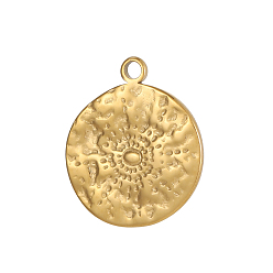 Настоящее золото 18K 304 подвески из нержавеющей стали, плоские круглые прелести, ионное покрытие (ip), реальный 18 k позолоченный, 18x15 мм