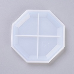 White Silicone Cup Mats Molds, Resin Casting Molds, For UV Resin, Epoxy Resin Jewelry Making, Coaster, Octagon, White, 111x111x12mm