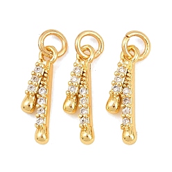 Настоящее золото 18K Латунные микро проложить кубического циркония прелести, без свинца и без кадмия, стойки покрытие, долговечный, реальный 18 k позолоченный, 13.5x4.5x2.5 мм, Перейти кольцо: 4x0.7 мм, внутренний диаметр: 2.5 мм