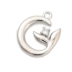 Платина Латунные микро проложить кубического циркония подвески, лист прелести, платина, 15x12.5x2.5 мм, отверстие : 1.3 мм