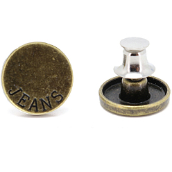 Word Alloy Button Pins for Jeans, Nautical Buttons, Garment Accessories, Round, Word, 17mm