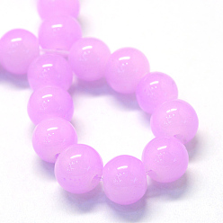 Plum Baking Painted Imitation Jade Glass Round Bead Strands, Plum, 6.5mm, Hole: 1.5mm, about 145pcs/strand, 31.8 inch