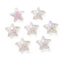 Белый Дым УФ-покрытие Радужные радужные прозрачные акриловые бусины, два тона, звезда, серый, 15.5~16x16.5x9.5 мм, отверстие : 2.6 мм