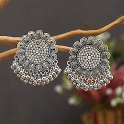 Античное Серебро Серьги-люстры из цинкового сплава с подсолнечником, античное серебро, 48x48 мм