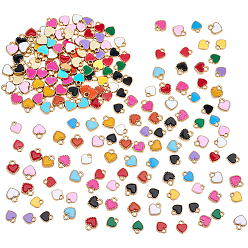 (52) Непрозрачная лаванда 208Шармы из сплава эмали, сердце, разноцветные, 8~9x6.5~7.5x1.5~2.5 мм, отверстие : 1~1.6 мм