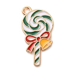 Candy Подвески из эмали и сплава, рождественские темы амулеты, золотые, конфеты, 27.5x13.5x1.2 мм, отверстие : 2 мм