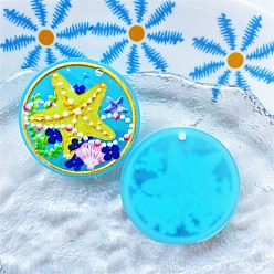 Желтый Плоские круглые подвески из акрила, морская звезда, желтые, 34 мм