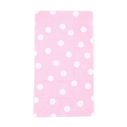 Pink Экологичные пакеты из крафт-бумаги с рисунком в горошек, подарочные пакеты, сумки для покупок, прямоугольные, розовые, 24x13x8 см