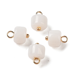 (404) Непрозрачное AB Кислое яблоко Акриловые подвески, с медными петлями, колонка, цветочный белый, 12.5x8.5 мм, отверстие : 2.5 мм