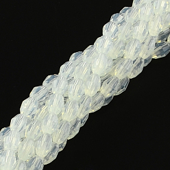 Clear Faceted Rice Imitation Jade Glass Beads Strands, Clear, 4~5x6~7mm, Hole: 1mm, about 72pcs/strand, 16.7 inch