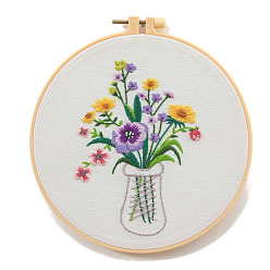 Средняя Орхидея Стартовый набор для вышивки узором вазы своими руками с инструкцией, стартовые наборы для вышивания взрослых, Простые поделки своими руками из тисненой ткани, средне орхидеи, 300x300 мм