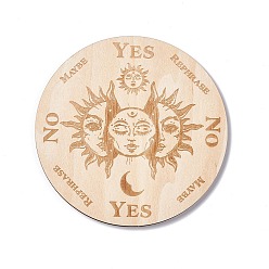 Солнце Деревянные резные коврики для чашек, термостойкие коврики для горшков, маятниковая доска на тему таро, для домашней кухни, плоско-круглые, рисунок солнца, 100x3 мм