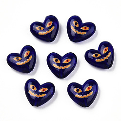 Коралловый Печатные прозрачные акриловые бусины, сердце, коралл, 13.5x15x6 мм, отверстие : 1.8 мм