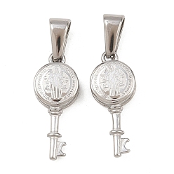 Нержавеющая Сталь Цвет 304 подвески из нержавеющей стали, ключ святого Бенедикта, цвет нержавеющей стали, 21x8.5x4 мм, отверстие : 7x3.5 мм