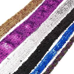 Couleur Mélangete 1 Garniture élastique à paillettes en plastique m, coupe de paillettes, Accessoires d'ornement, plat rond, mixedstyle, couleur mixte, 20~71x2mm