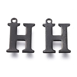 Letter H 304 прелести нержавеющей стали, лазерная резка, алфавит, электрофорез черный, letter.h, 12x9x0.8 мм, отверстие : 1 мм