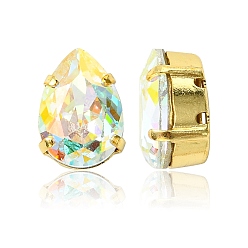 00030 200 Crystal AB Пришивные чашки preciosa® maxima crystal, многожильных ссылки, чешский хрусталь, с настройками латуни, 719 37 414 груша в стиле барокко, золотые, 00030 200 кристалл аб, 14x10 мм