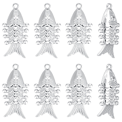 Платина 8 латунные подвески шт., рыбы прелести, платина, 25~25.5x12x6.5 мм, отверстие : 1.2~1.4 мм