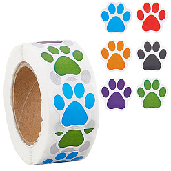 (52) Непрозрачная лаванда Бумажные декоративные наклейки, самоклеящиеся наклейки, с рисунками собачих следов, разноцветные, 64x28 мм