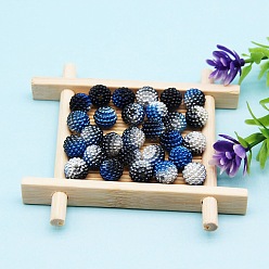 Bleu Foncé 500 pcs perles de résine de couleur dégradée, perles rondes de baies de cire, bleu foncé, 10mm, Trou: 1mm