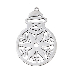 Снеговик Рождественские 201 подвески из нержавеющей стали, снеговик и снежинки, 38x25x1 мм, отверстие : 1.8 мм