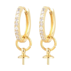 Настоящее золото 18K Серьги-кольца Huggie из латуни с прозрачным кубическим цирконием и прозрачным фианитом, за половину пробурено бисера, без кадмия и без свинца, долговечный, стойки покрытие, реальный 18 k позолоченный, 24 мм, штифты : 0.8 мм