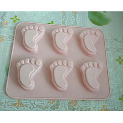 Pink Food Grade Silicone Molds, Fondant Molds, For DIY Cake Decoration, Chocolate, Candy, UV Resin & Epoxy Resin Jewelry Making, Baby Feet, Pink, 157.5x131.5x13.5mm, Feet: 36x45mm