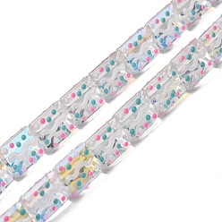 Белый Бугорчатые прозрачные стеклянные бусины, бусины ручной работы, с эмалью, треугольной призмы, белые, 12x9.5~10x9~9.5 мм, отверстие : 1 мм, около 30 шт / нитка, 14.21'' (36.1 см)