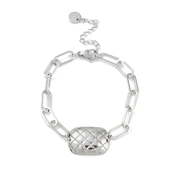 Нержавеющая Сталь Цвет Устойчивые к потускнению 304 браслеты из нержавеющей стали с прямоугольными звеньями в виде скрепок для женщин, цвет нержавеющей стали, 7-3/8 дюйм (18.8 см)