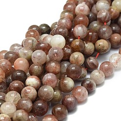 Солнечный Камень Натуральный Sunstone бисер пряди, круглые, 10 мм, отверстие : 0.8 мм, около 40 шт / нитка, 15.75 дюйм (40 см)