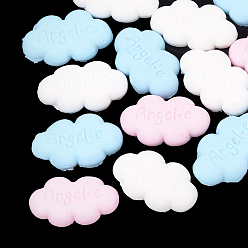 Mixed Color Handmade Polymer Clay Cabochons, Cloud with Word Angel, Mixed Color, 24~26x15~16x5mm