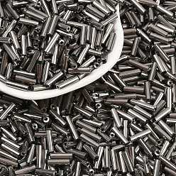 с Покрытием Серебра Стеклярус, со серебряным покрытием, 9x2.5 мм, отверстия: 0.5 мм, около 6500 шт / мешок