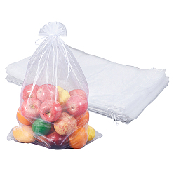 Белый 50шт. упаковочные мешочки из органзы на завязках, прямоугольные, белые, 40x60x0.1 см