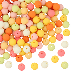 (52) Непрозрачная лаванда Прорезиненные бусины с имитацией силикона и акрила, круглые, разноцветные, 11.5x11 мм, отверстие : 1.8 мм, 150 шт