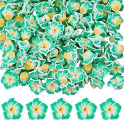 Средний Весенно-Зеленый 100полимерная глина ручной работы 3d цветок плюмерии бусины, средний весенний зеленый, 15x8 мм, отверстие : 2 мм